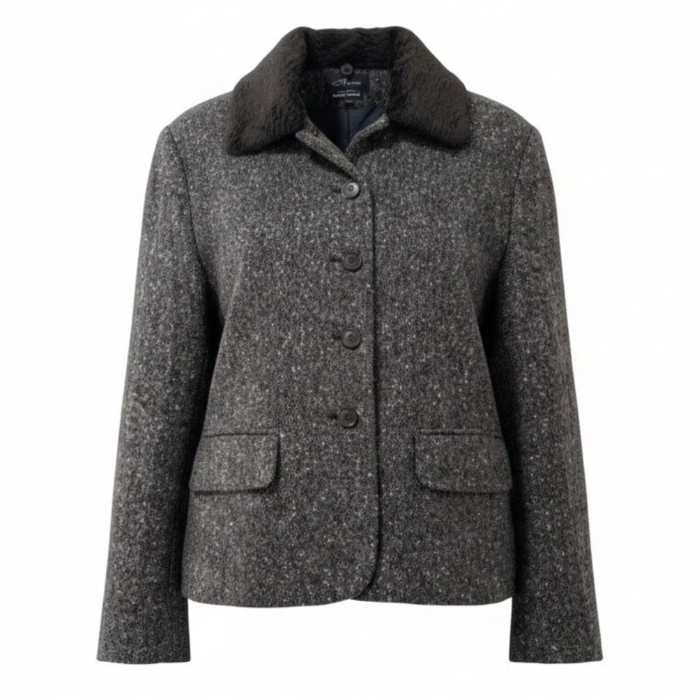 Alanni Donnybrook Brown Wool Tweed Jacket Faux Fur Collar Equestrian Heritage